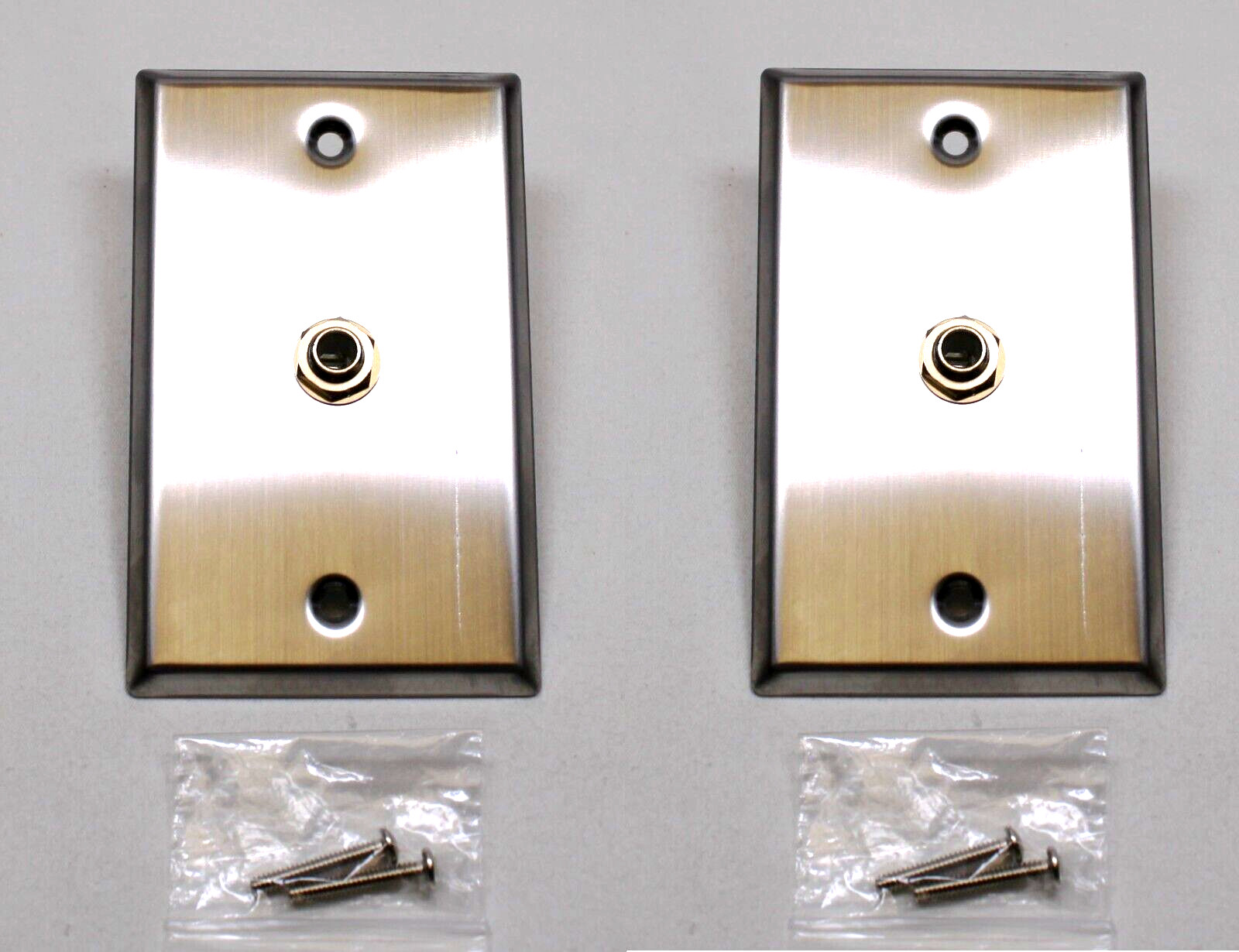 (2) Two Single Wall Plates w/NEUTRIK REAN NYS229 Mono 1/4" Jack  Stainless Steel