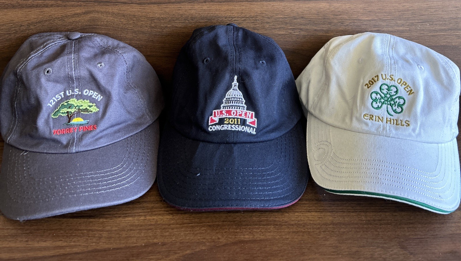 Mixed Lot, 3 USGA Member Golf Club Hats, One Size, Used