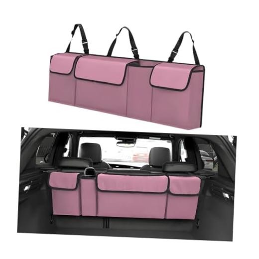 Car Trunk Organizer with Lid, Large Waterproof Vehicle Backseat Hanging Pink