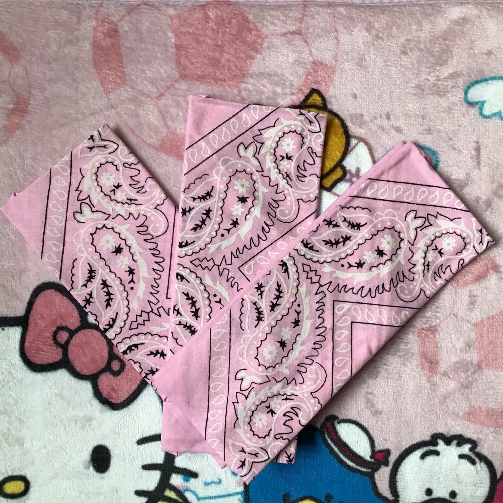 NEW 3 PCS Paisley Bandana Head Wrap Scarf 100 % Cotton Pink USA SALLER