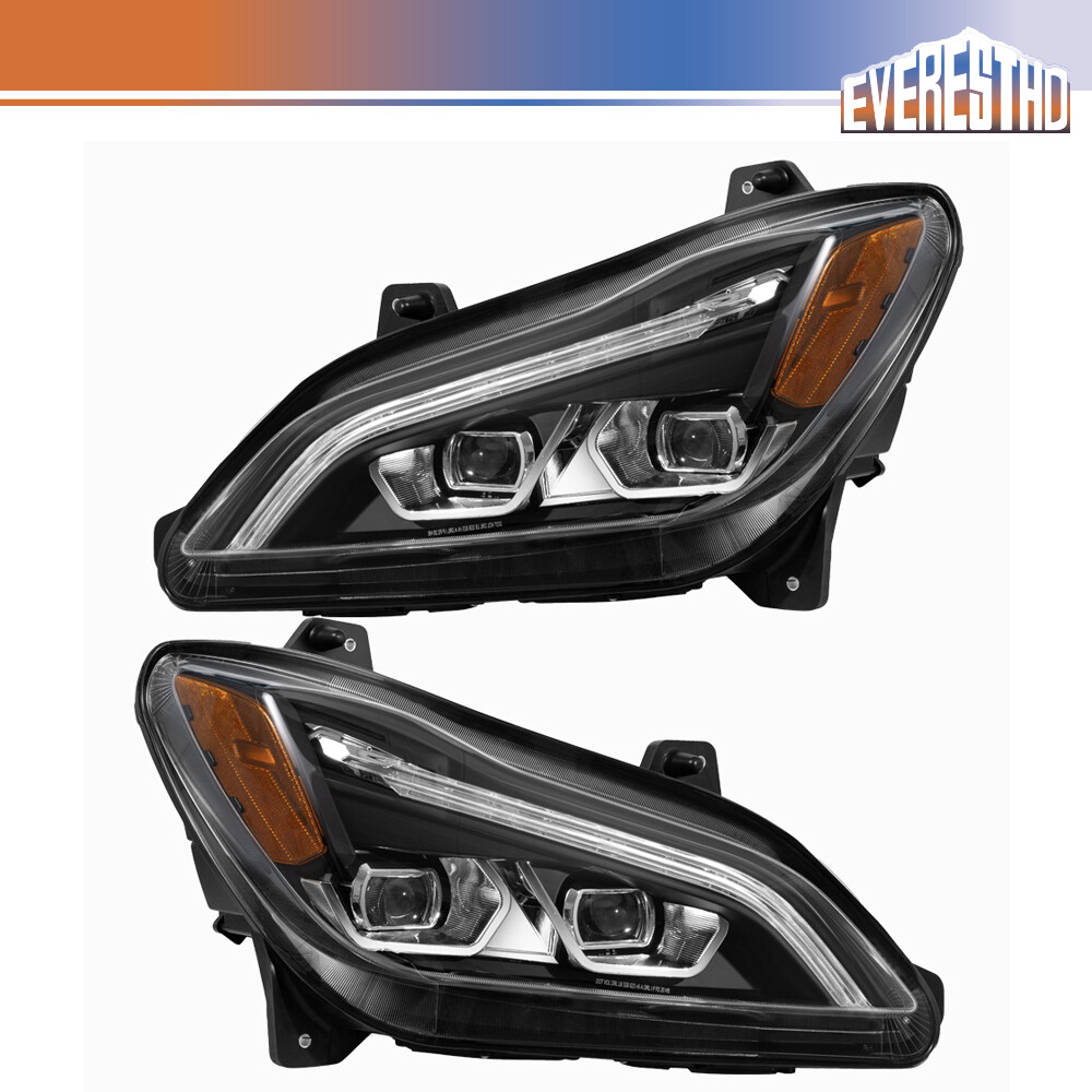Fit For Kenworth T680 2022+ Next Gen Full LED Black Headlight Assembly LH / RH
