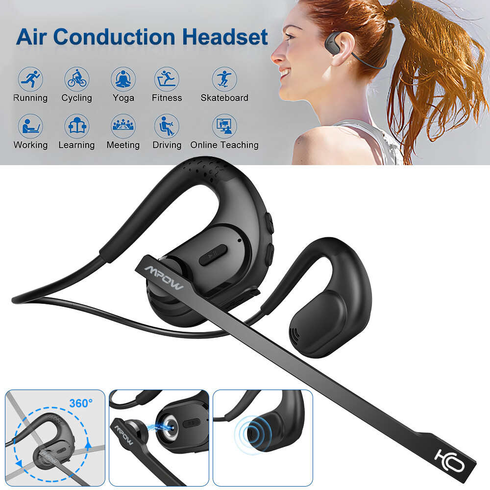 MPOW Bluetooth Headset with Removable Microphone for Office Meeting Running