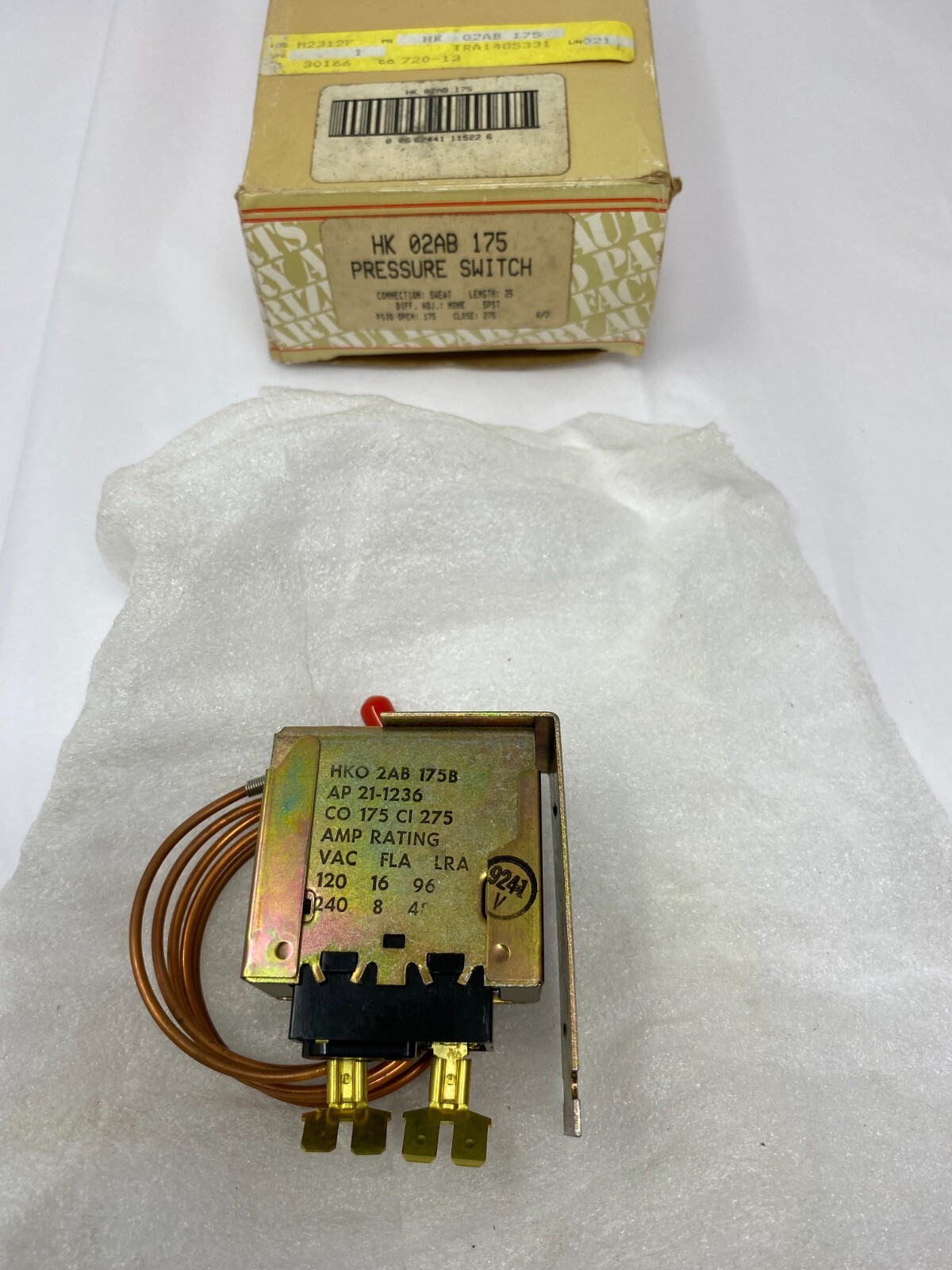 Carrier HK02AB175 Pressure Switch Open 175PSIG Close 275PSIG