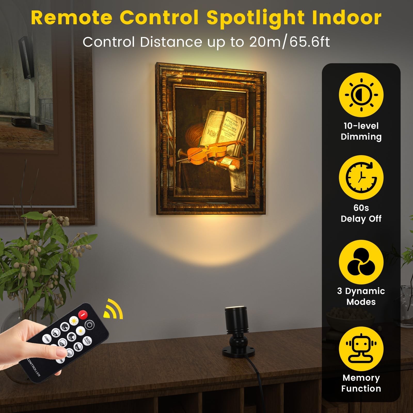 Mini LED Spotlight with Remote Control, Dimmable Small Spot Lights Indoor Plu...