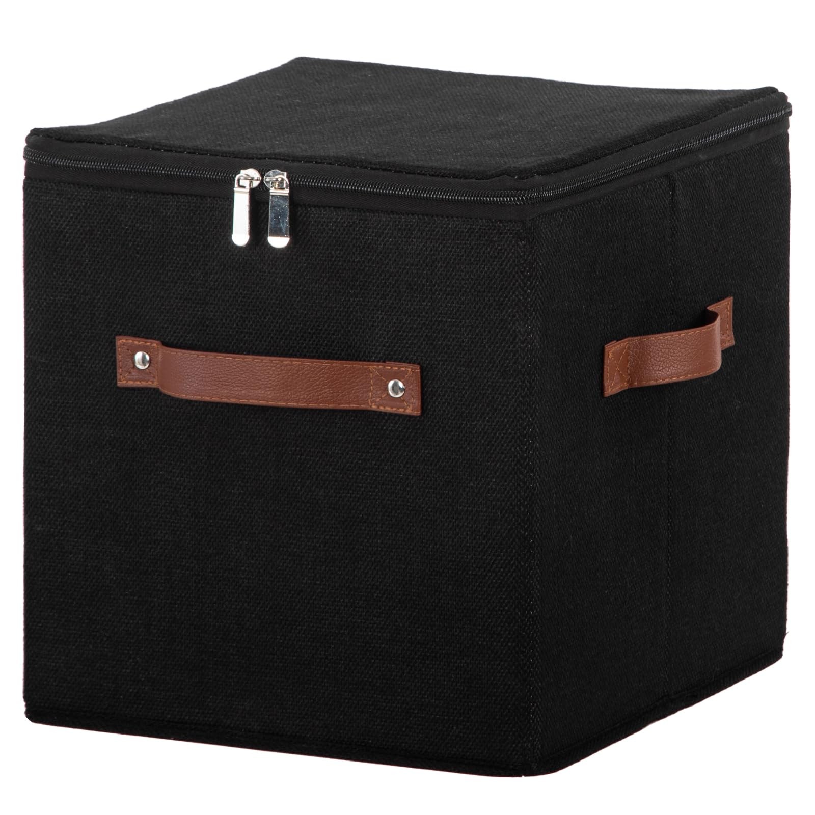 11inch Storage Boxes Cubes with Zipper Lid Collapsible Fabric Lidded Storage ...