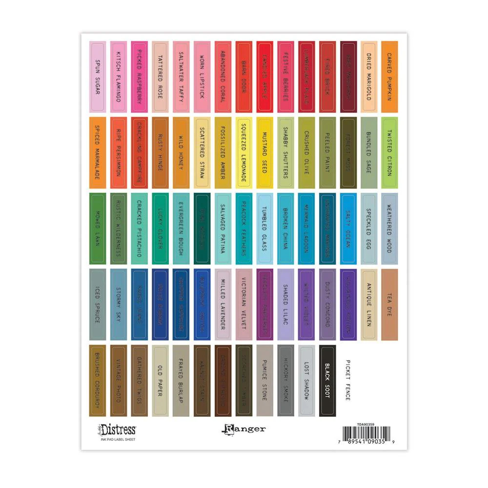 Ranger Distress Ink Pad Label Sheet - Black, TDA90359 byTim Holtz