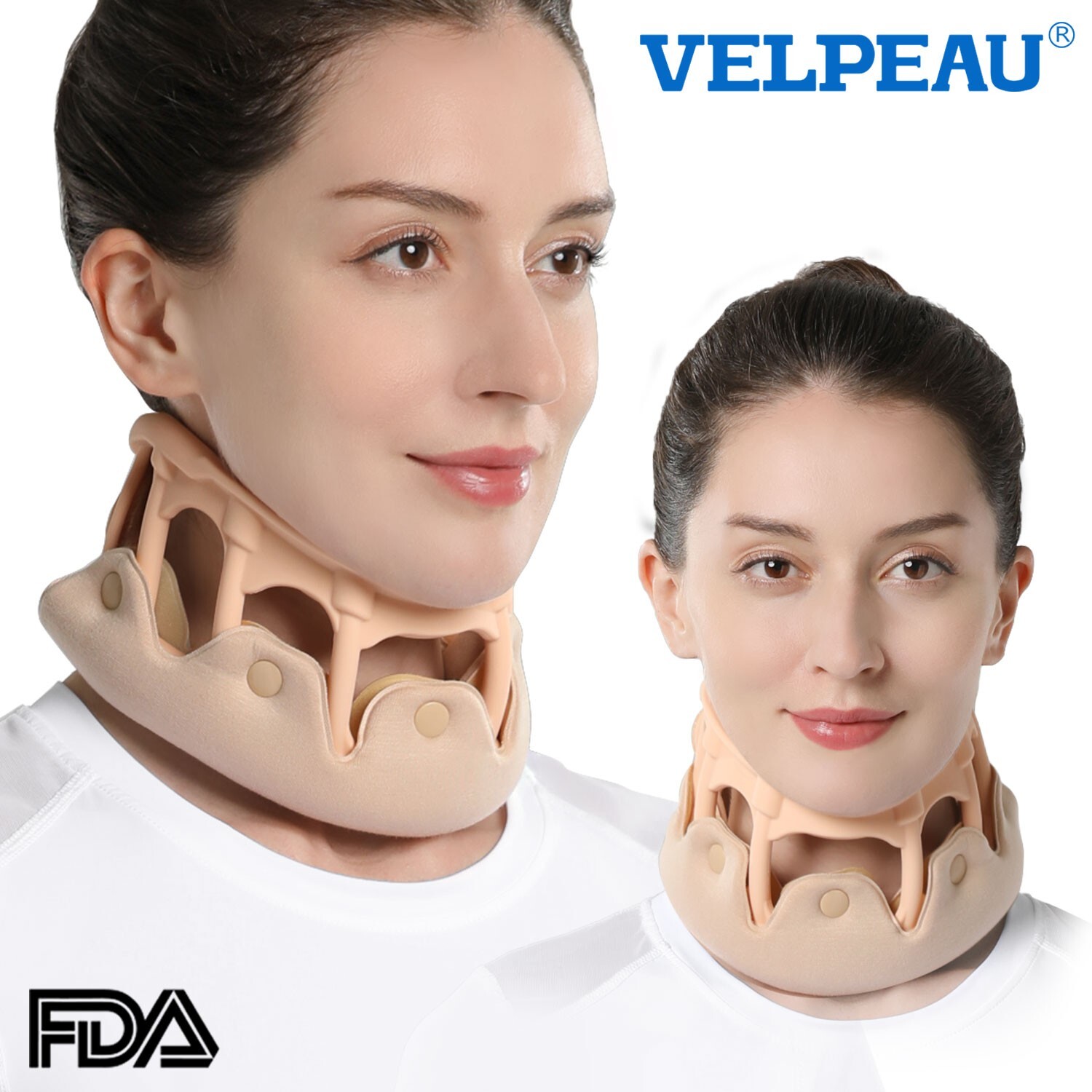 VELPEAU Neck Brace Silicone Cervical Traction Device, Spine Support, Breathable