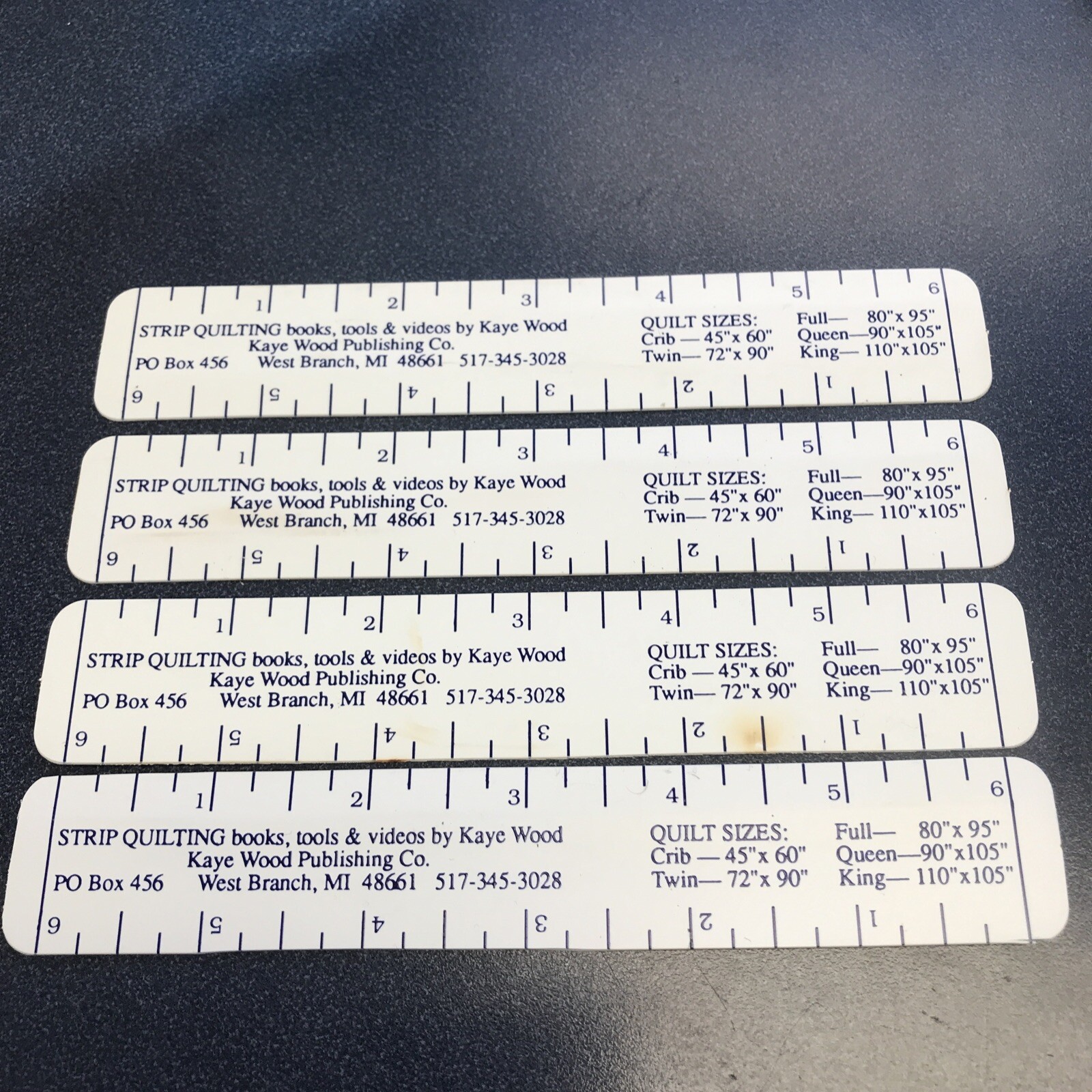 Set of 4 Kaye Wood Publishing Co. 6” Rulers Strip Quilting Supplies Sewing Craft