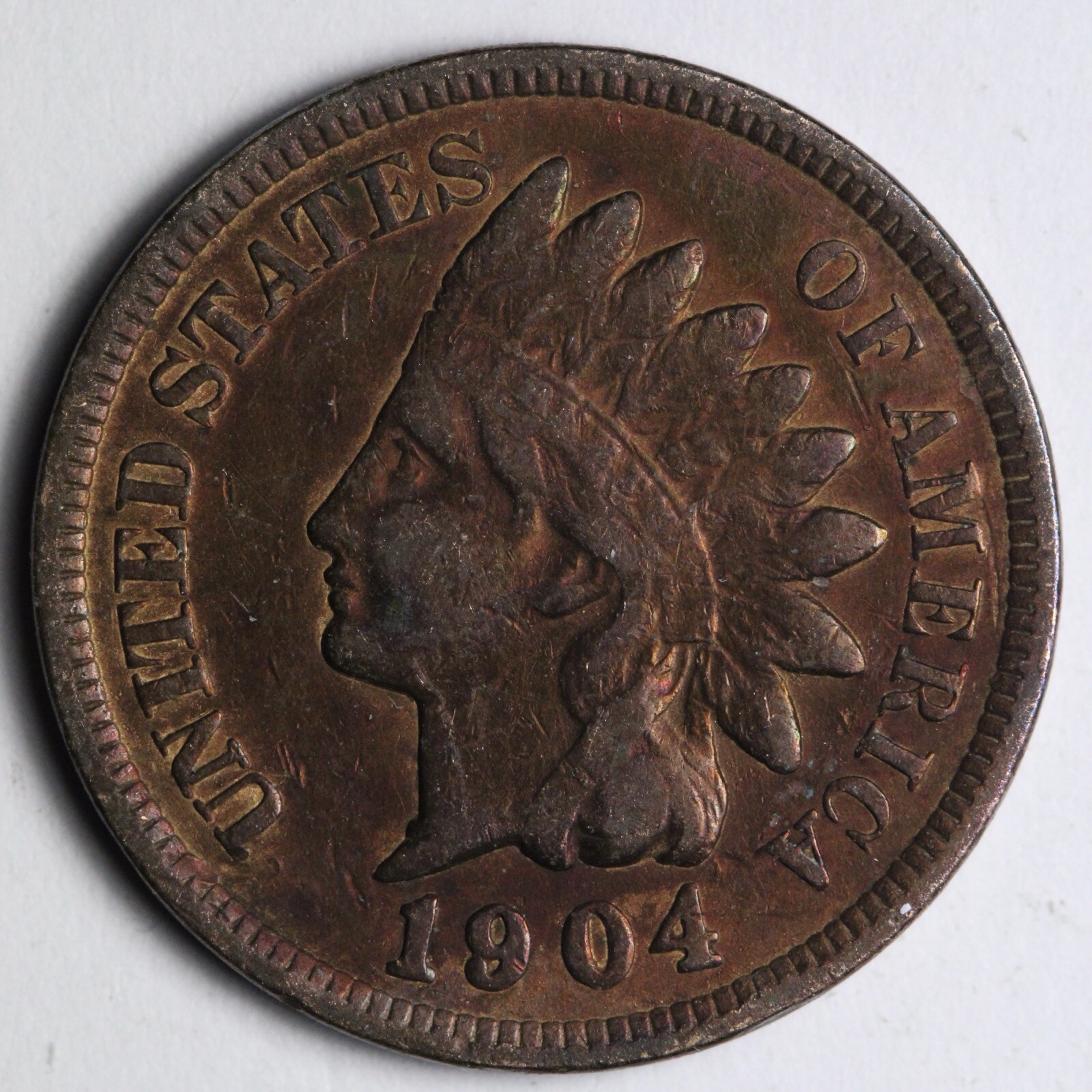 1904 Indian Head Cent Penny VF TONED E208 ASN