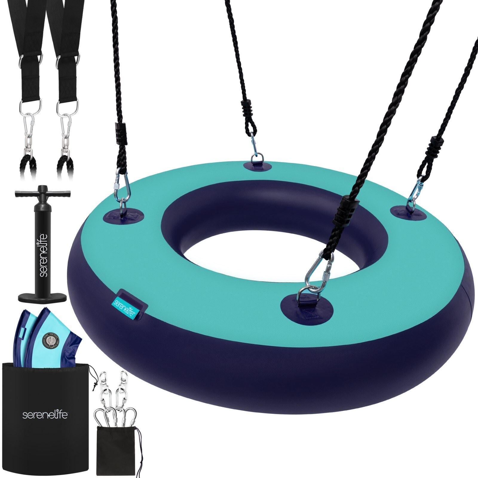 Serenelife 36" Inflatable Tire Swing w/ Hang Kit - Indoor/Outdoor