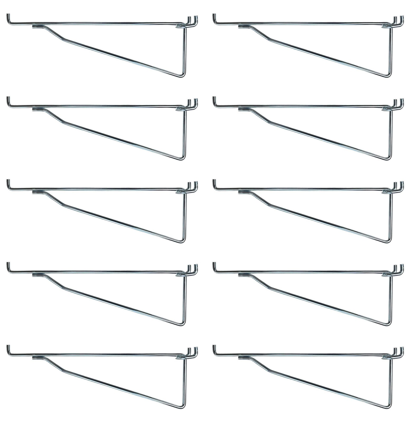 (10 Pack) Metal 8 Inch Shelf Bracket Garage Peg Hanger for 1/8" & 1/4" Pegboard