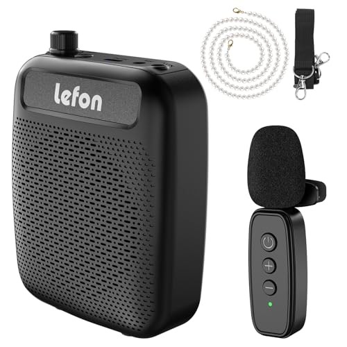 Wireless Voice Amplifier with Lavalier Microphone, Portable Rechargeable Black
