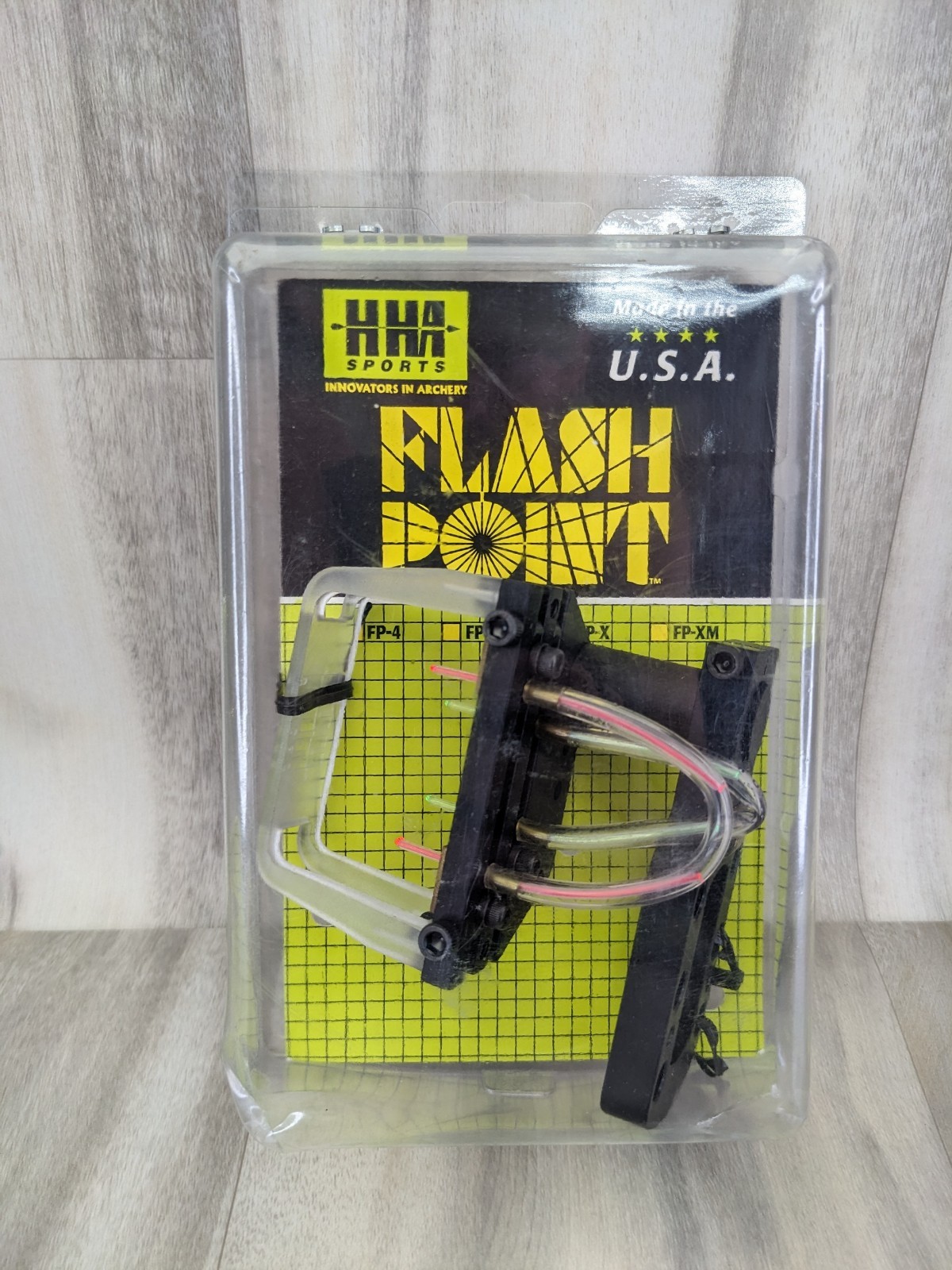 USA HHA SPORTS FLASH POINT 4 Pins Bow Sight FP-4 Fiber Optic Archery New Old Sto