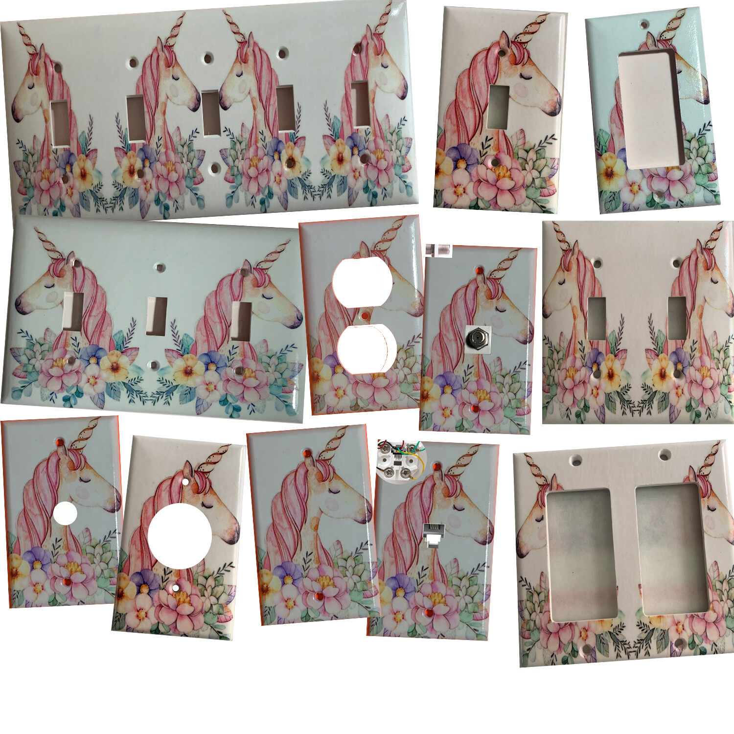 Unicorn Flower Light Switch Outlet Toggle & more Wall Cover Plate Home decor