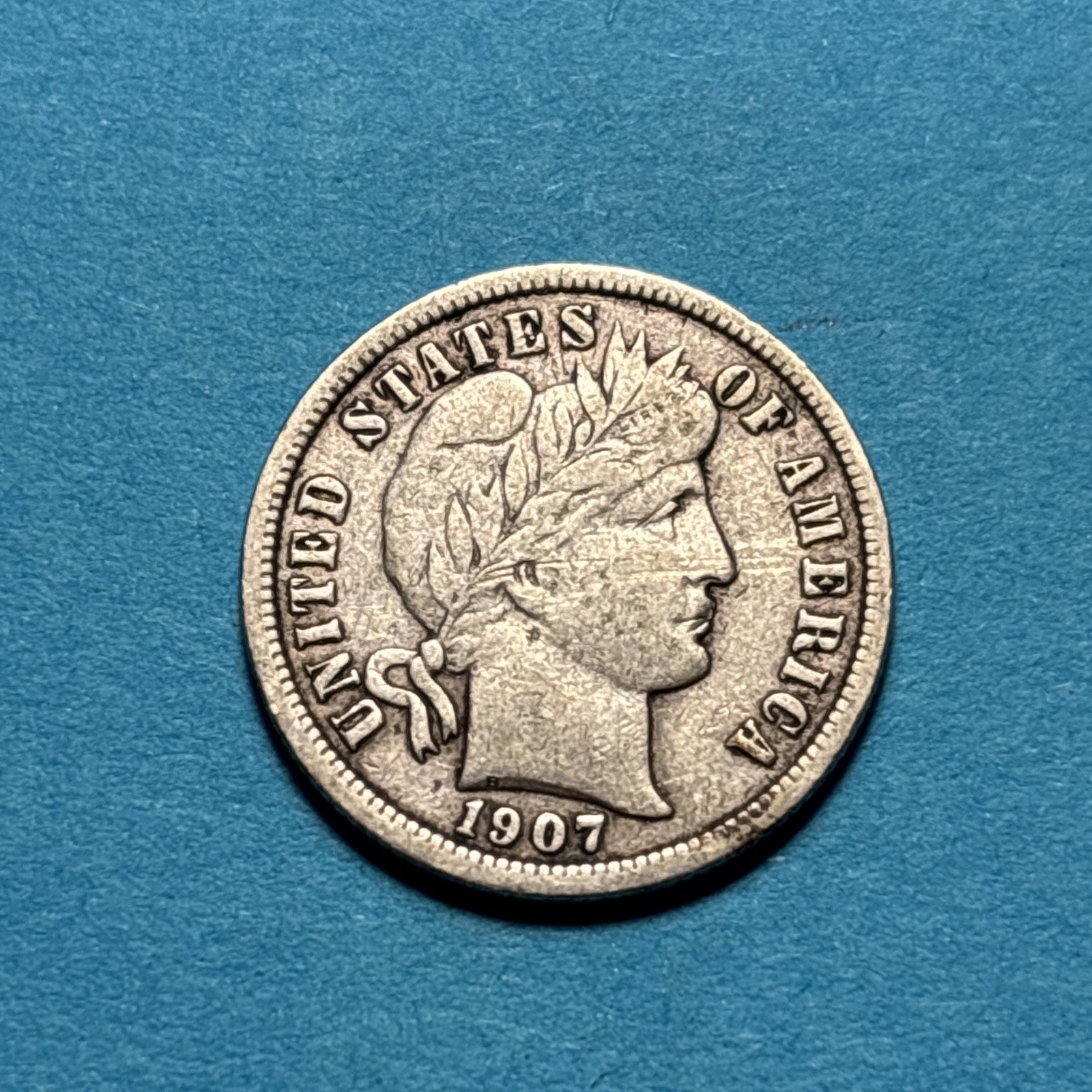 (1) Beautiful Antique 1907-S Barber Dime CHOICE F-FINE NICE DETAIL