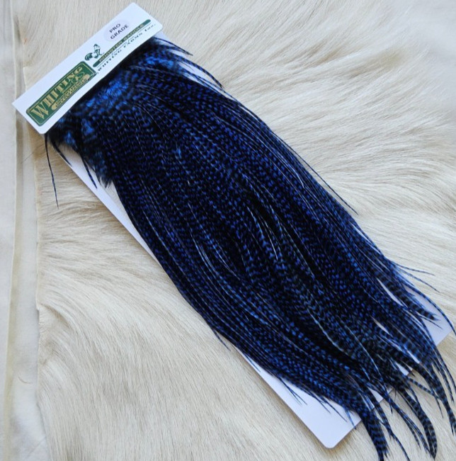 Whiting Pros  Dry Fly  Full Saddle,, Color; Grizzly/Blue.   Free Shipping.