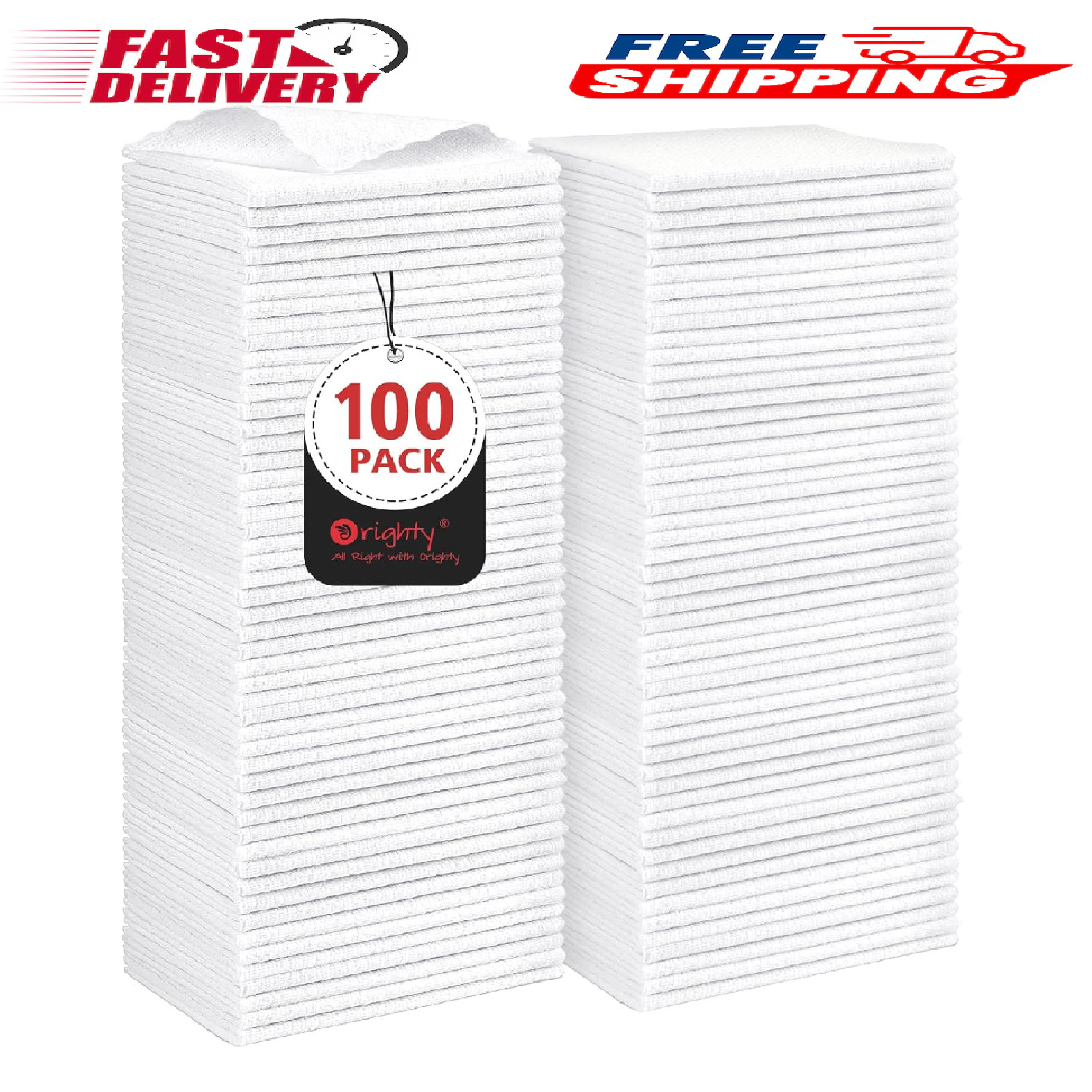 Orighty Cleaning Cloths, Shop Towels 100 Pack, Shop Rags Reusable, 11.5’’ x 11.5