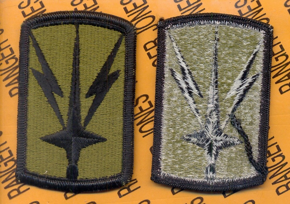 US Army 1107th Signal Brigade OD Green & Black duty uniform patch m/e