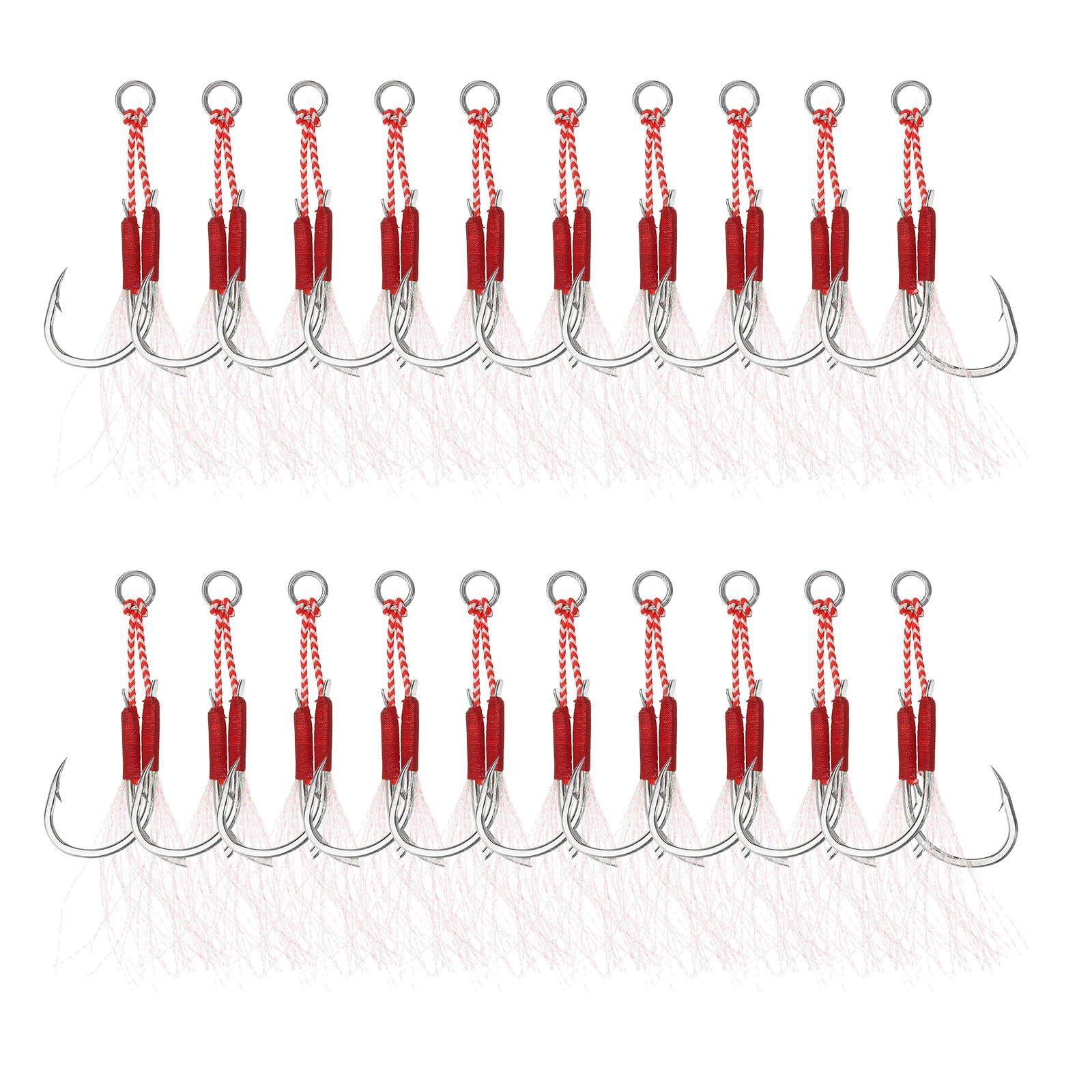 Double Fishing Assist Hooks Kit Glow Jigging Hook for Slow Fast Fall Jigs