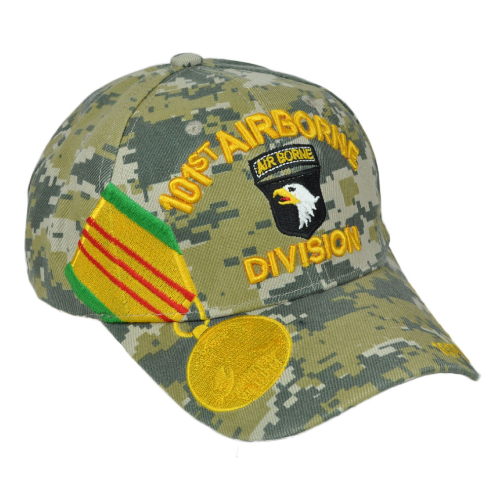 U.S 101st Airborne Division Digital Green Camouflage Medal Adjustble Curved Bill