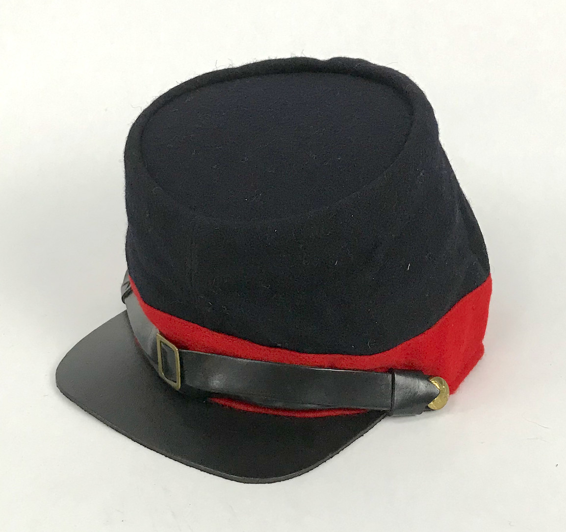 Civil War Kepi - Dark Blue Wool Kepi with Red Band - Size Medium