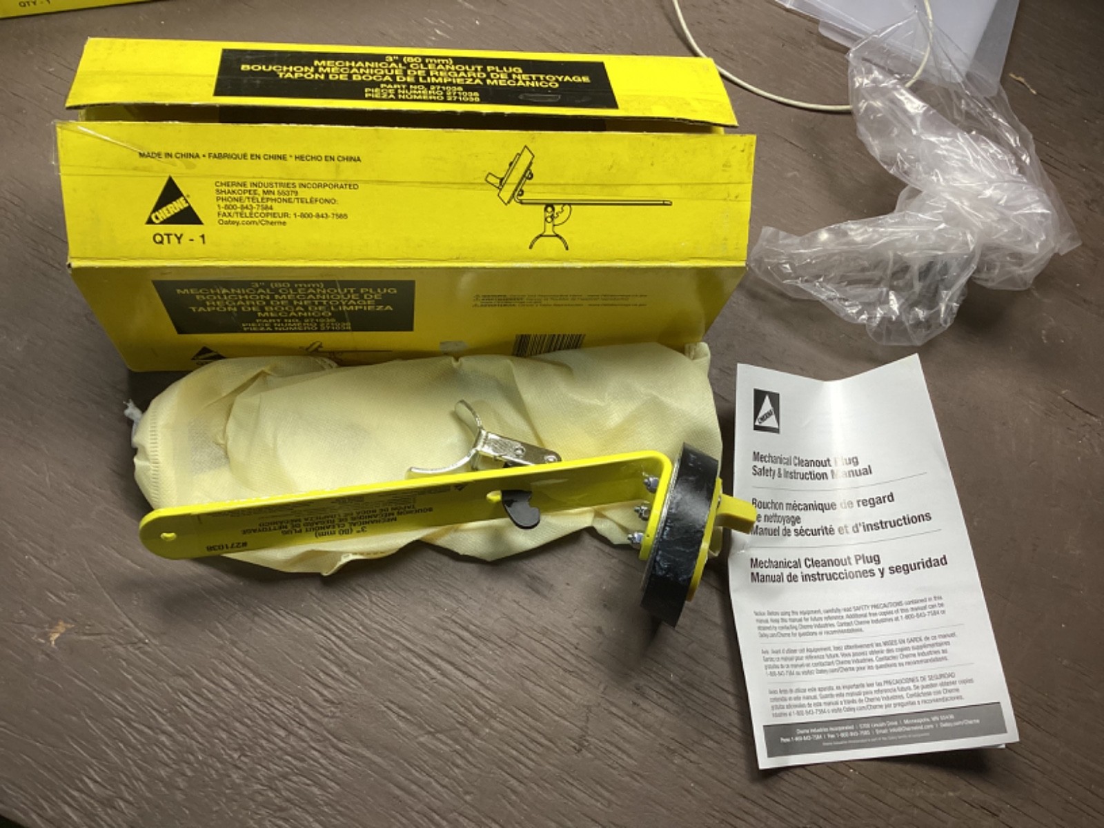 CHERNE 3" Mechanical Cleanout PLUG #271038 - NEW IN BOX