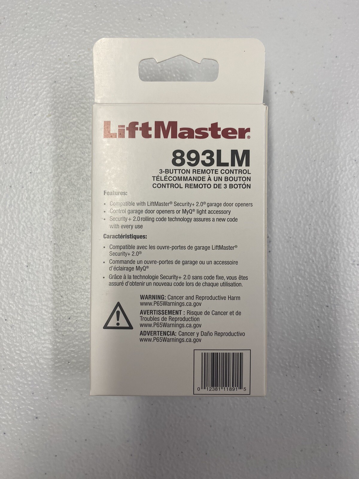 LiftMaster 893LM 3 Button Garage Door Opener Remote Control