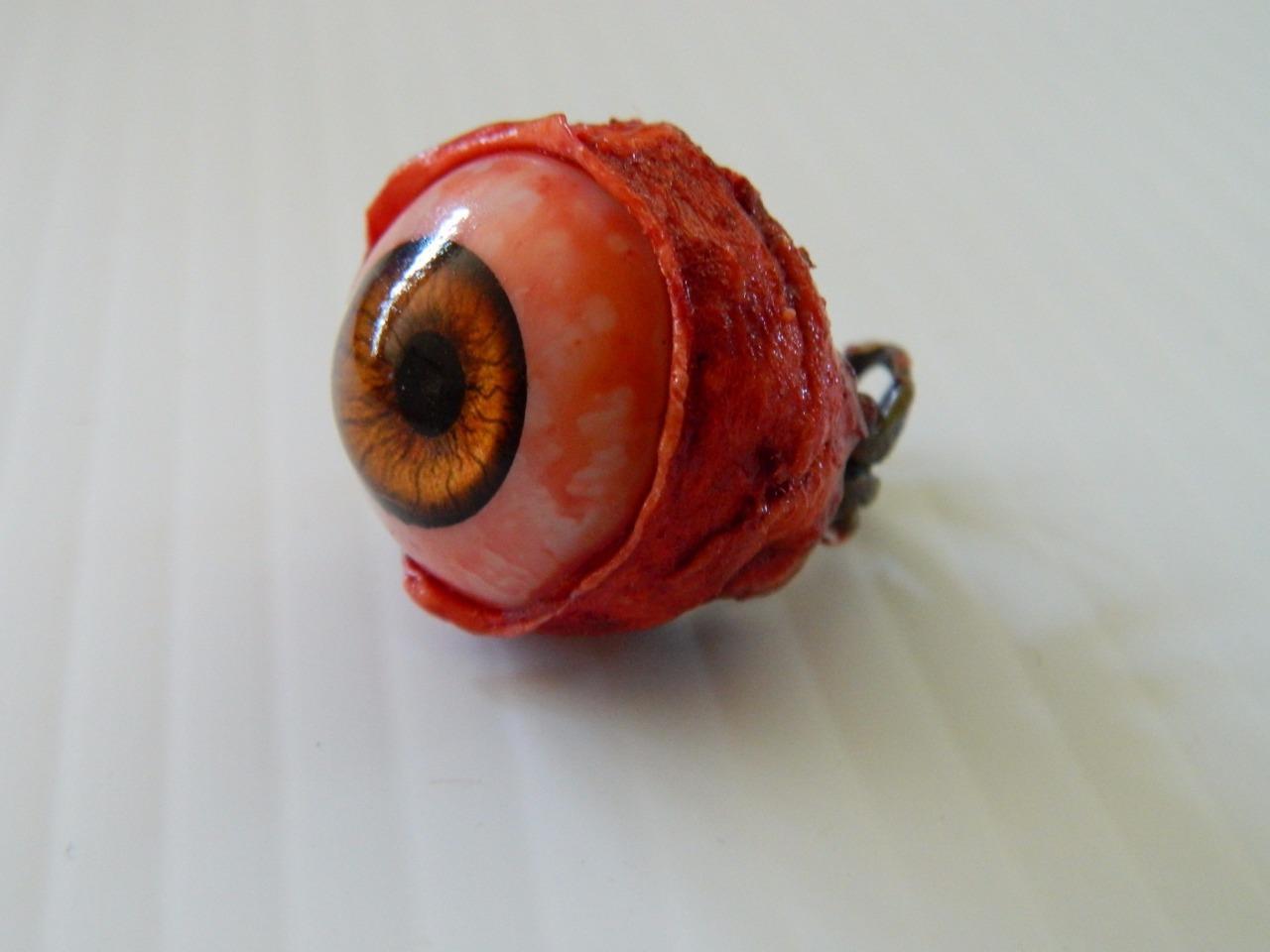 Halloween Horror Prop -  EYEBALL RING for costume or cosplay! (Infected Amber)