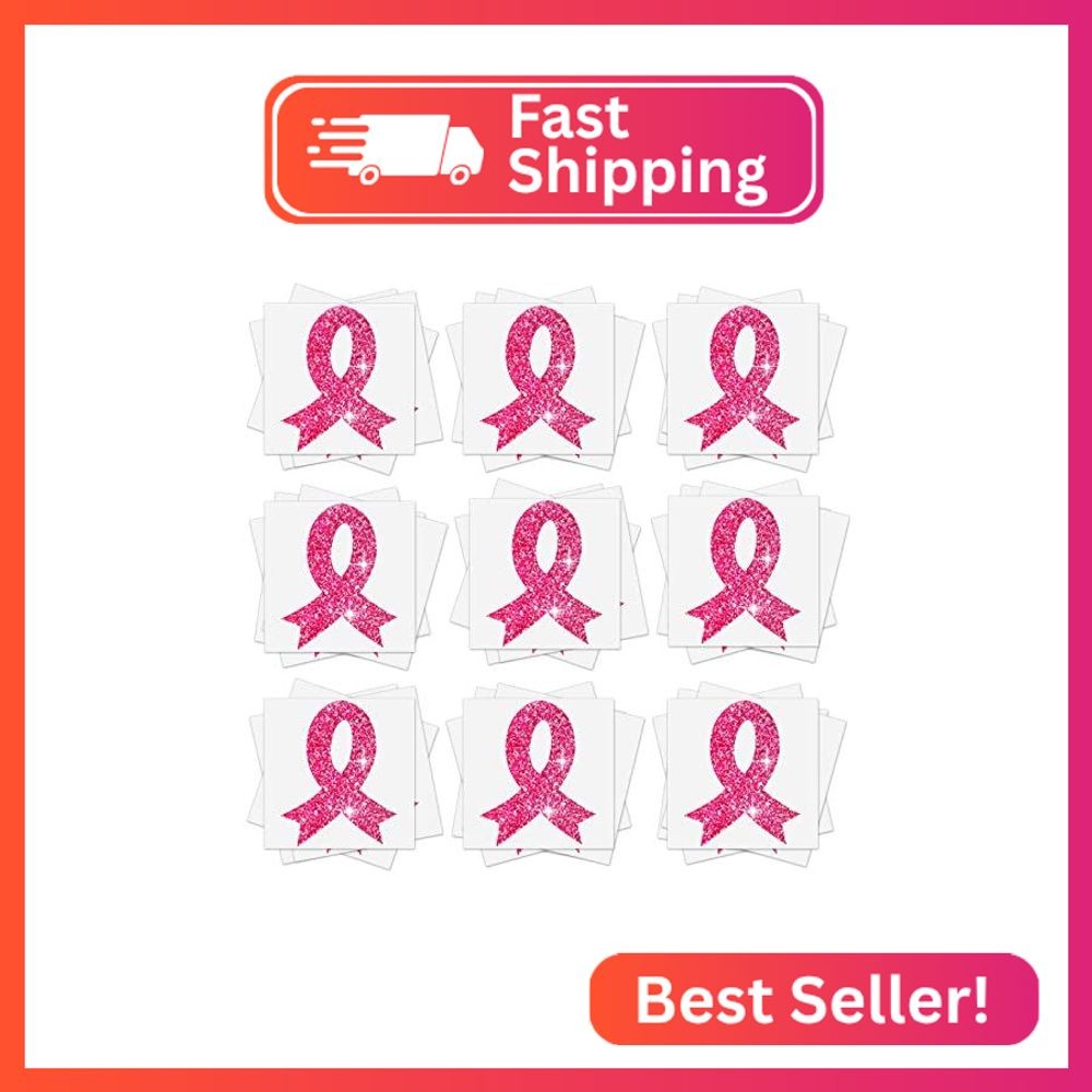 Jutom Breast Cancer Awareness Temporary Tattoos, 20 Sheets, Dark Pink, Waterproo