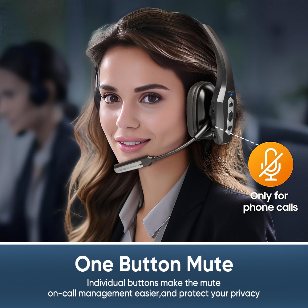 MPOW Trucker Bluetooth 5.3 Headset with Noise Cancelling with charging base