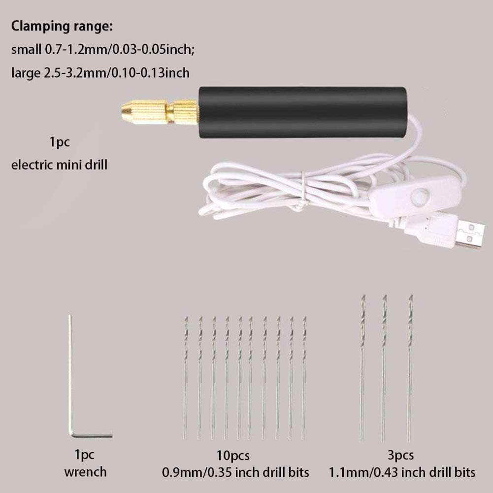 Micro Handheld Drill Bits, 0.7-1.2Mm Mini Electric Resin Drill Set for Casting R