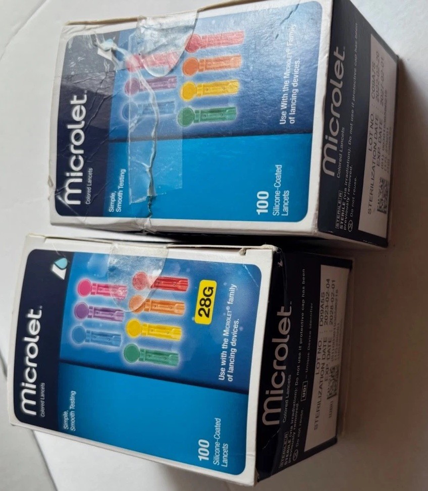 Bayer Microlet Colored Lancets - 100+ ct (2 Open boxes, EXP 02/2027)