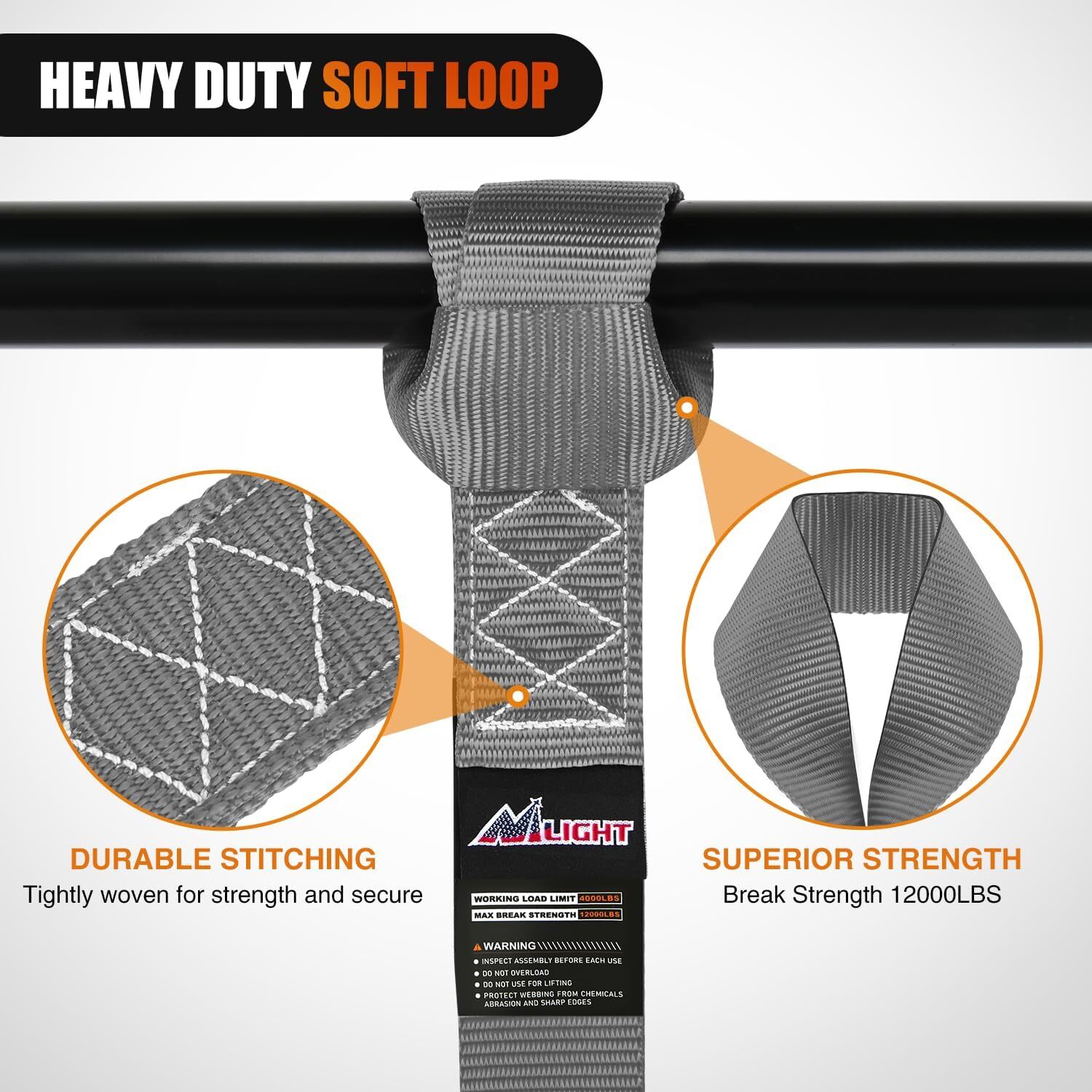 Nilight Motorcycle Tie Down Straps Max Break Strength 12000Lbs Grey