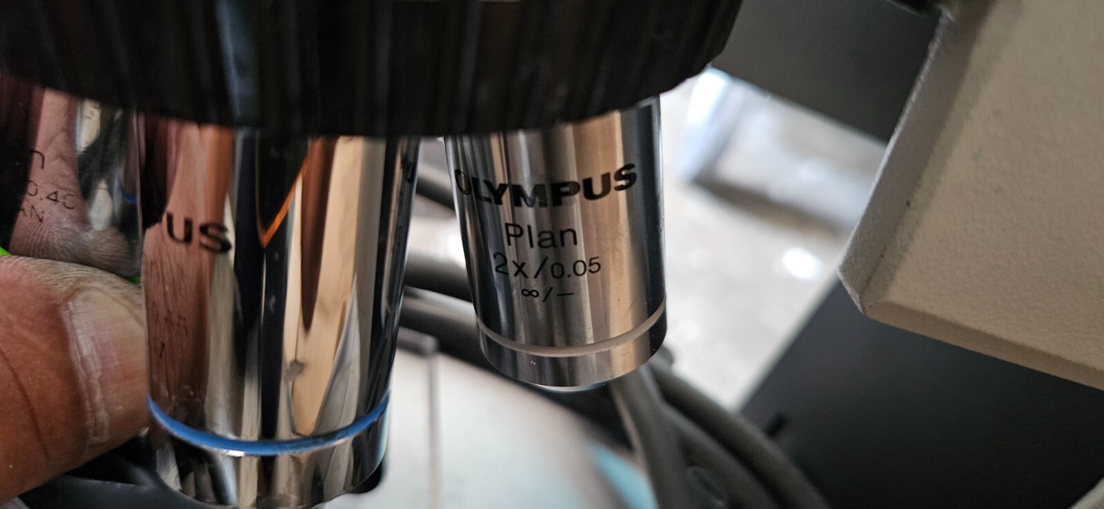 Olympus BX40F4 Microscope with 5 objectives, s/n 8H10440