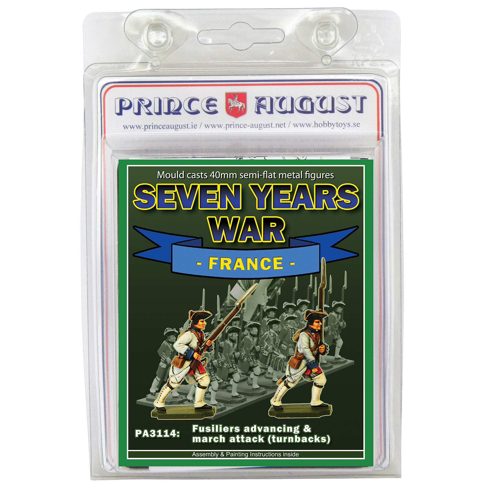 Seven Years War French Fusiliers with turnbacks 40mm Moulds PA3114