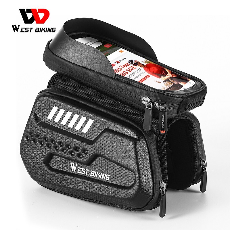 WEST BIKING Bike Top Tube Front Frame Bag Bicycle Waterproof Hard Shell Bag 1.4L