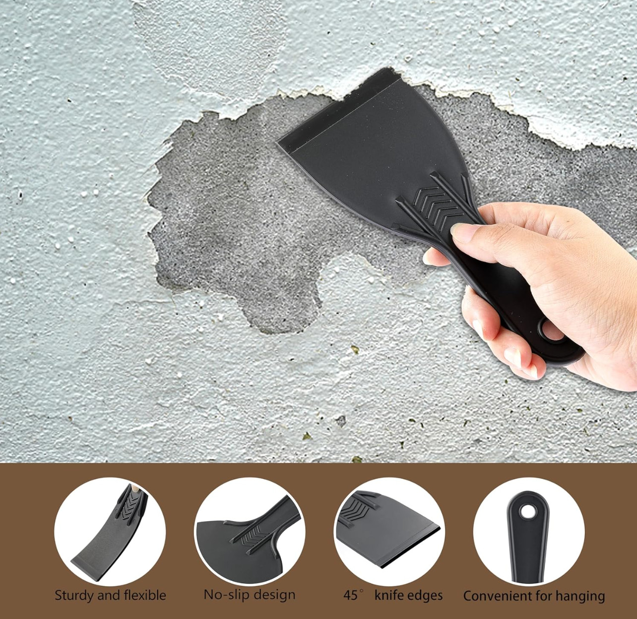 Plastic Putty Knife Set – 6 Pack Multi Sizes Flexible Scrapers – Spackle Knives