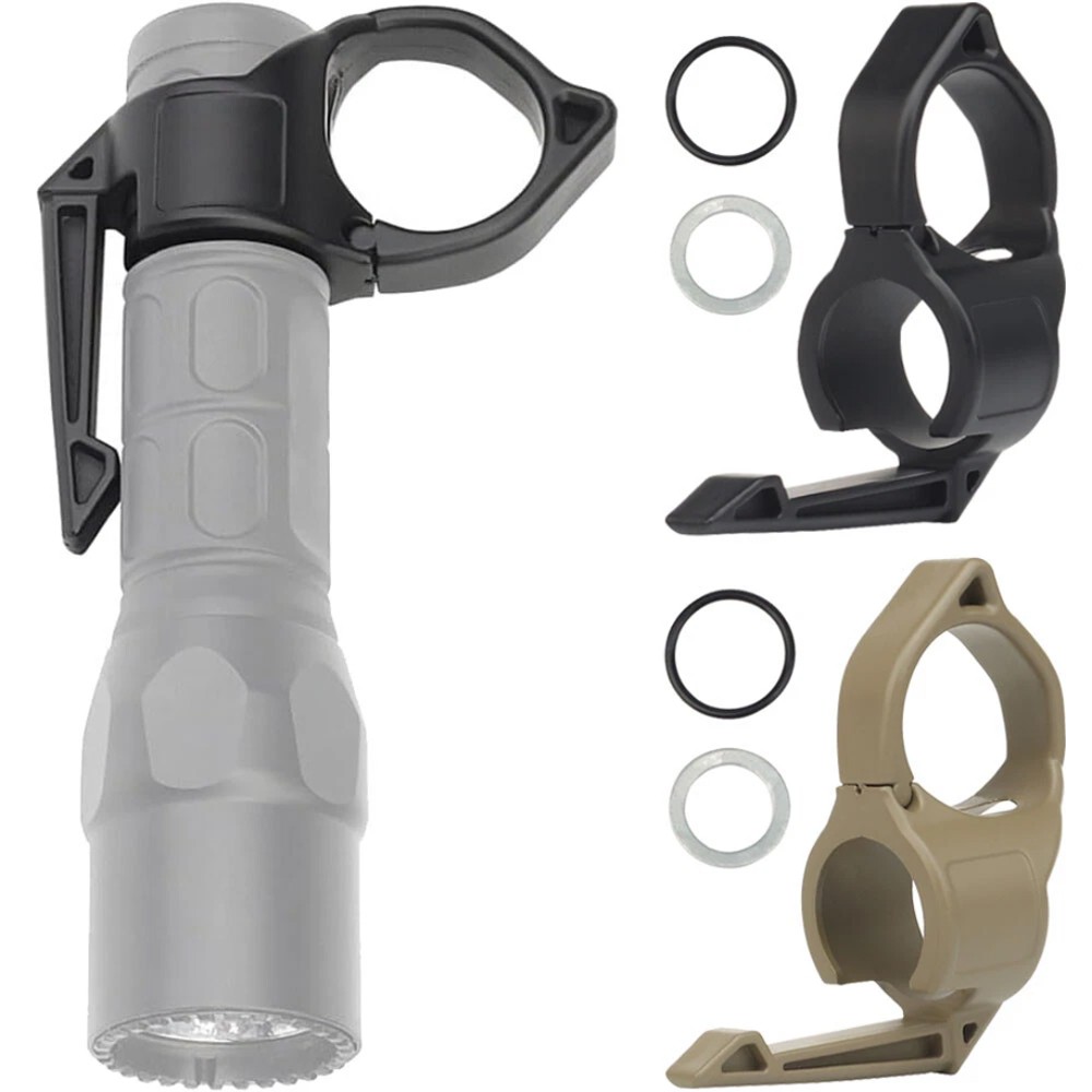 Tactical Flashlight Ring Portable Flashlight Holder with Clip for 1'' Flashlight