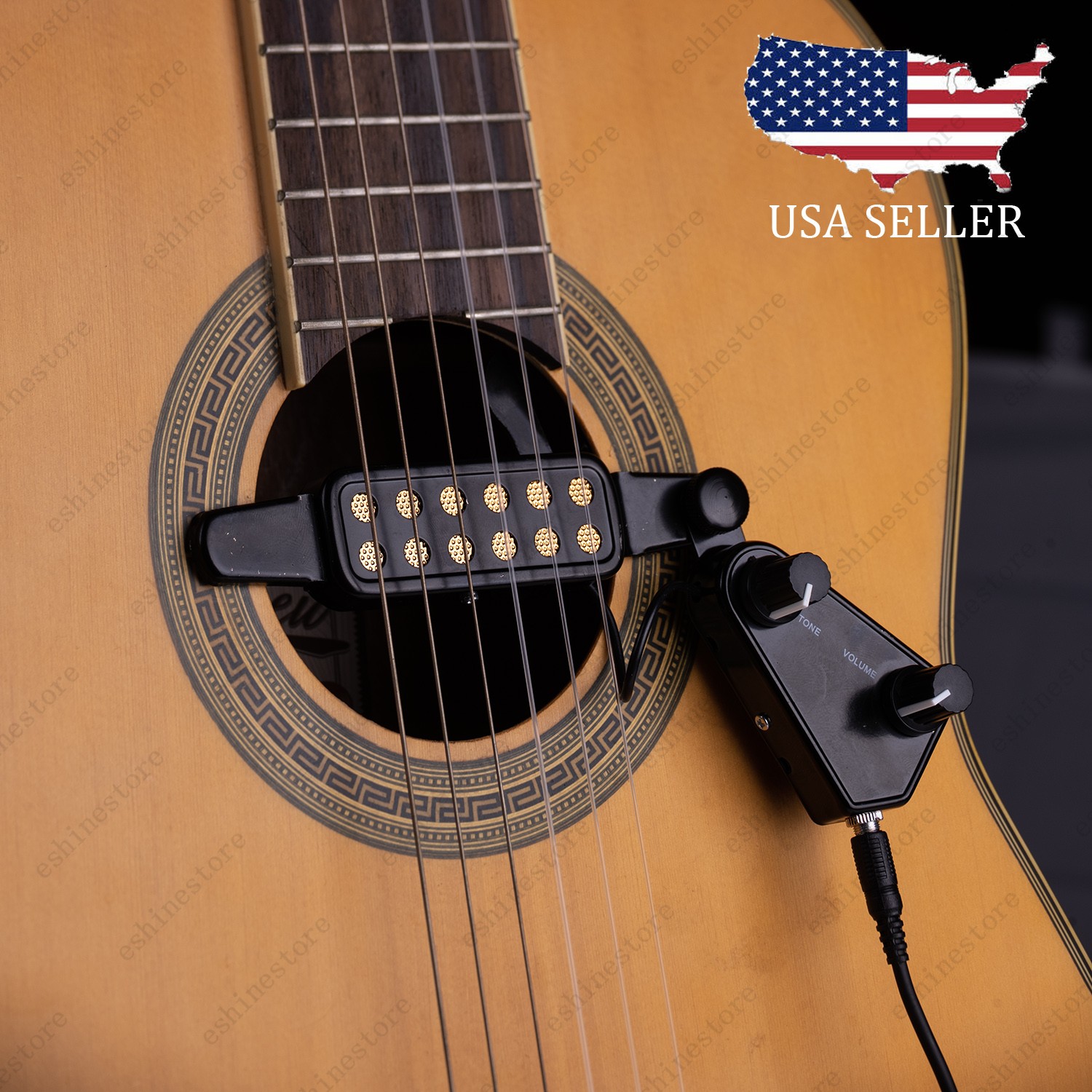 12 Hole Acoustic Guitar Soundhole Pickup–Magnetic Transducer with Audio Cable