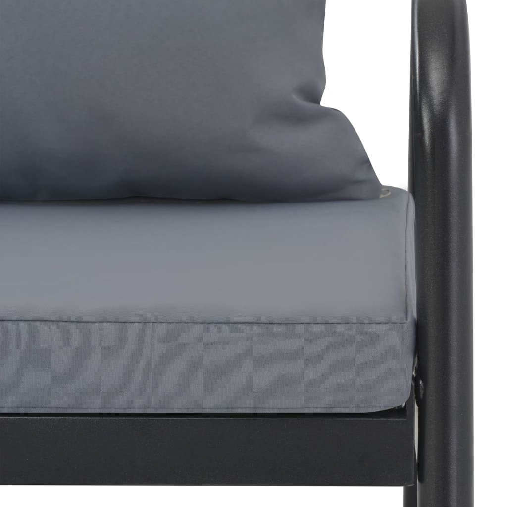 2 Seater Patio Sofa with Cushions Gray Aluminum
