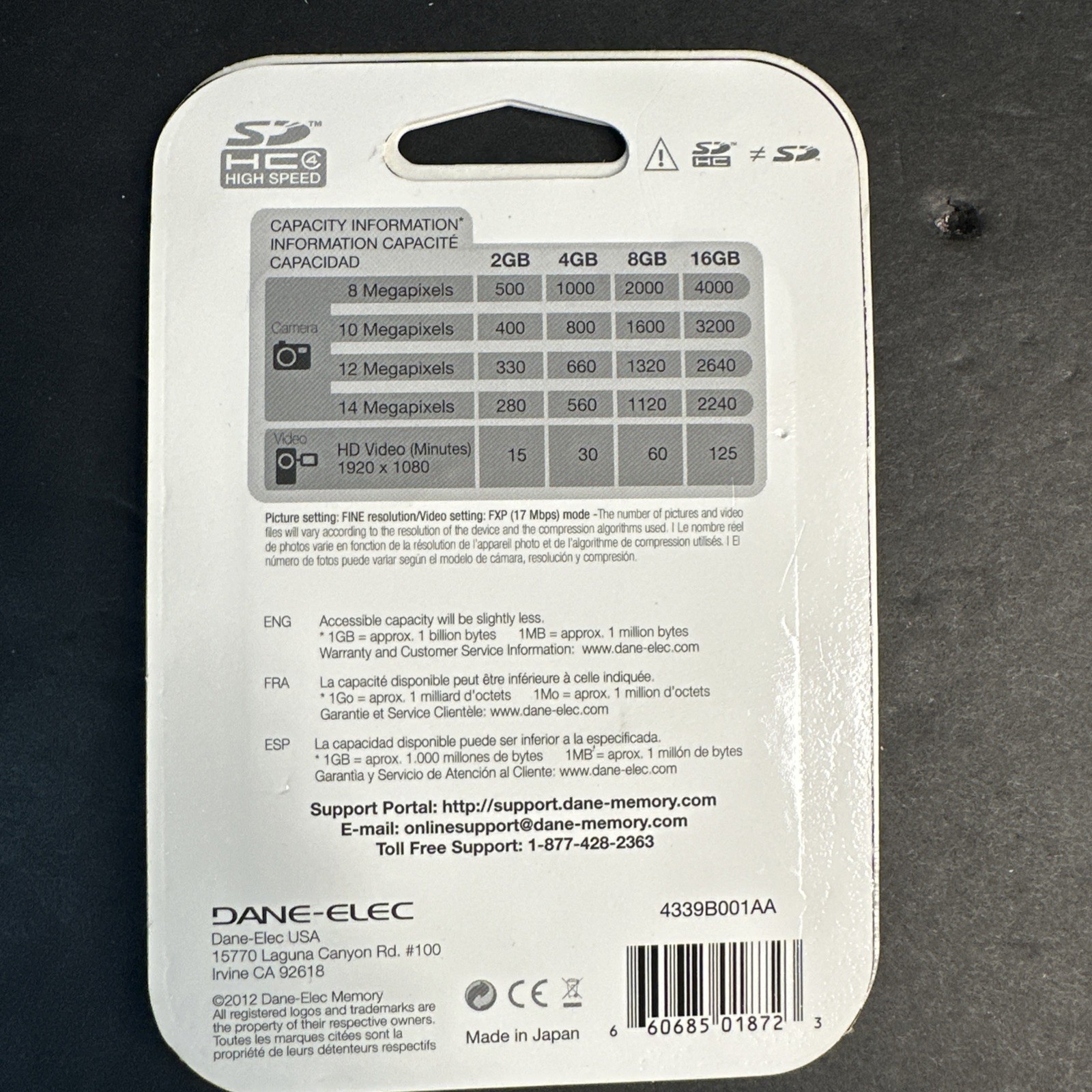 Dane-Elec 4GB SDHC Memory Card High Speed New Sealed