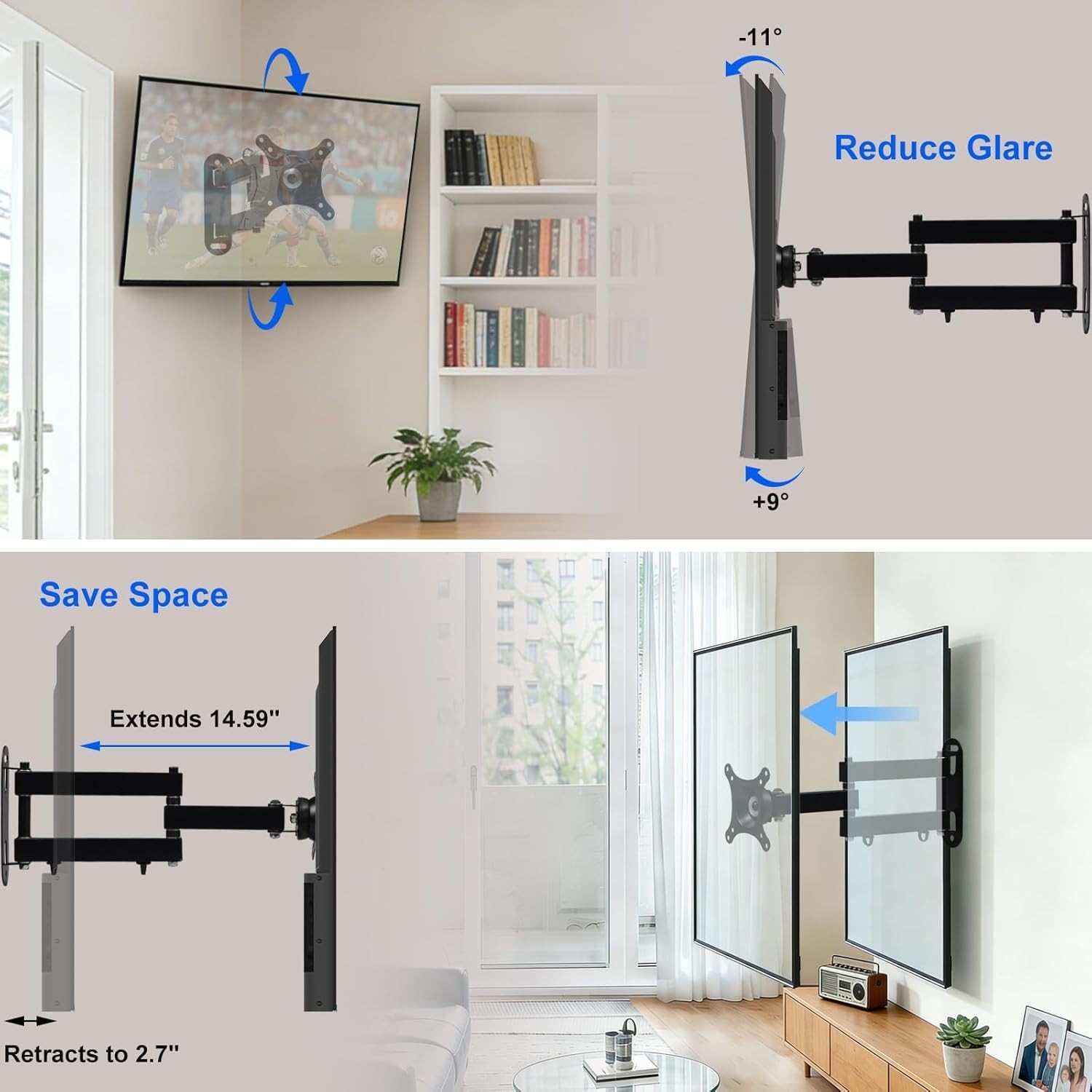 Versatile TV Wall Mount for 14-24 Inch TVs - Secure 360° Rotation & Stability