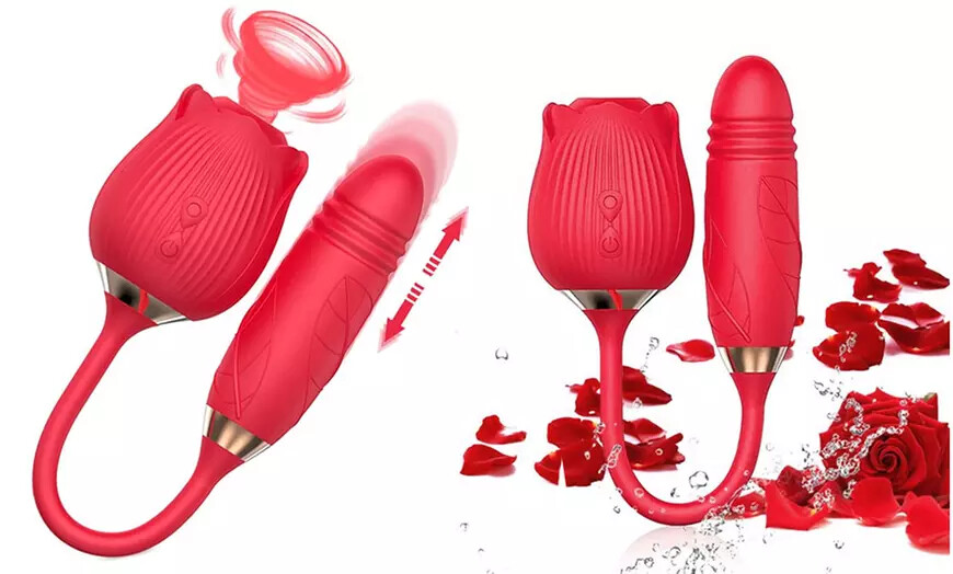 2 in 1 Dual Rose Vibrator Sucking Clitoral G-spot Sex Toy 10 Speed Waterproof