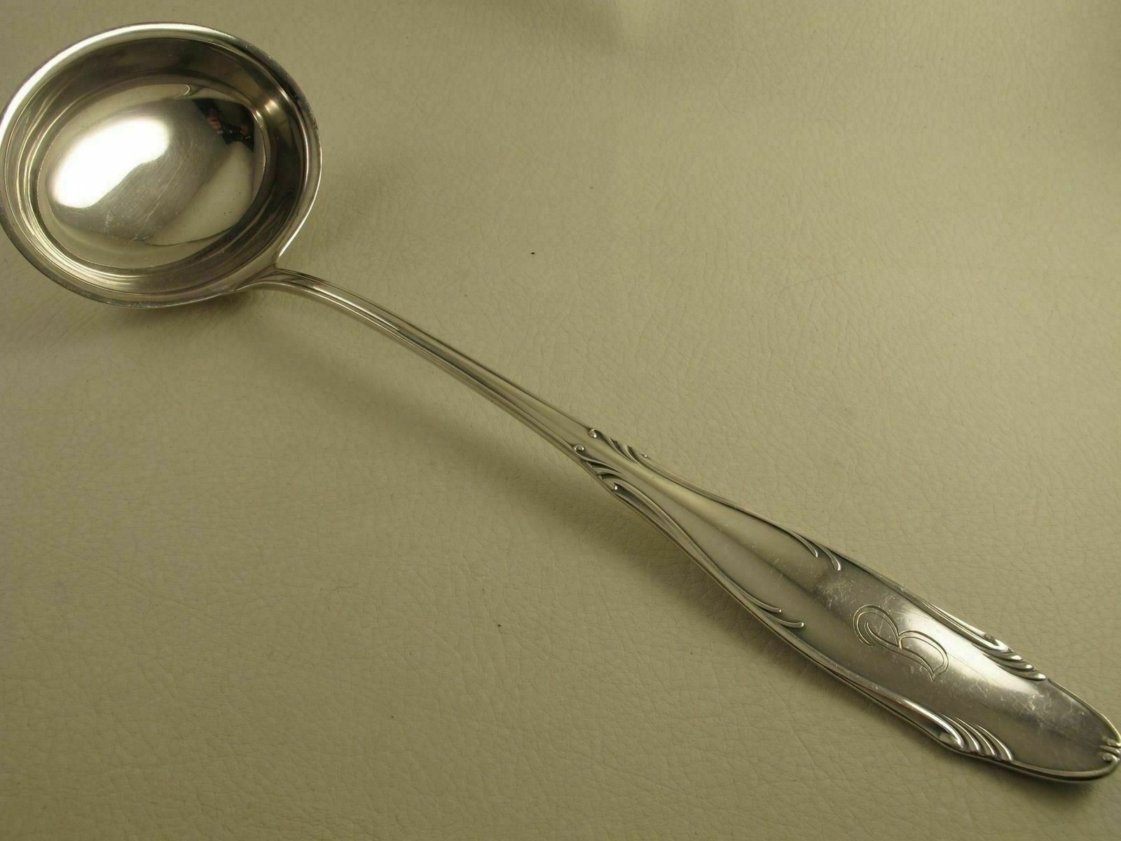 WILHELM SEIBEL German Silverplate Jugendstil Art Nouveau 12 3/4 Ladle Mono "B"