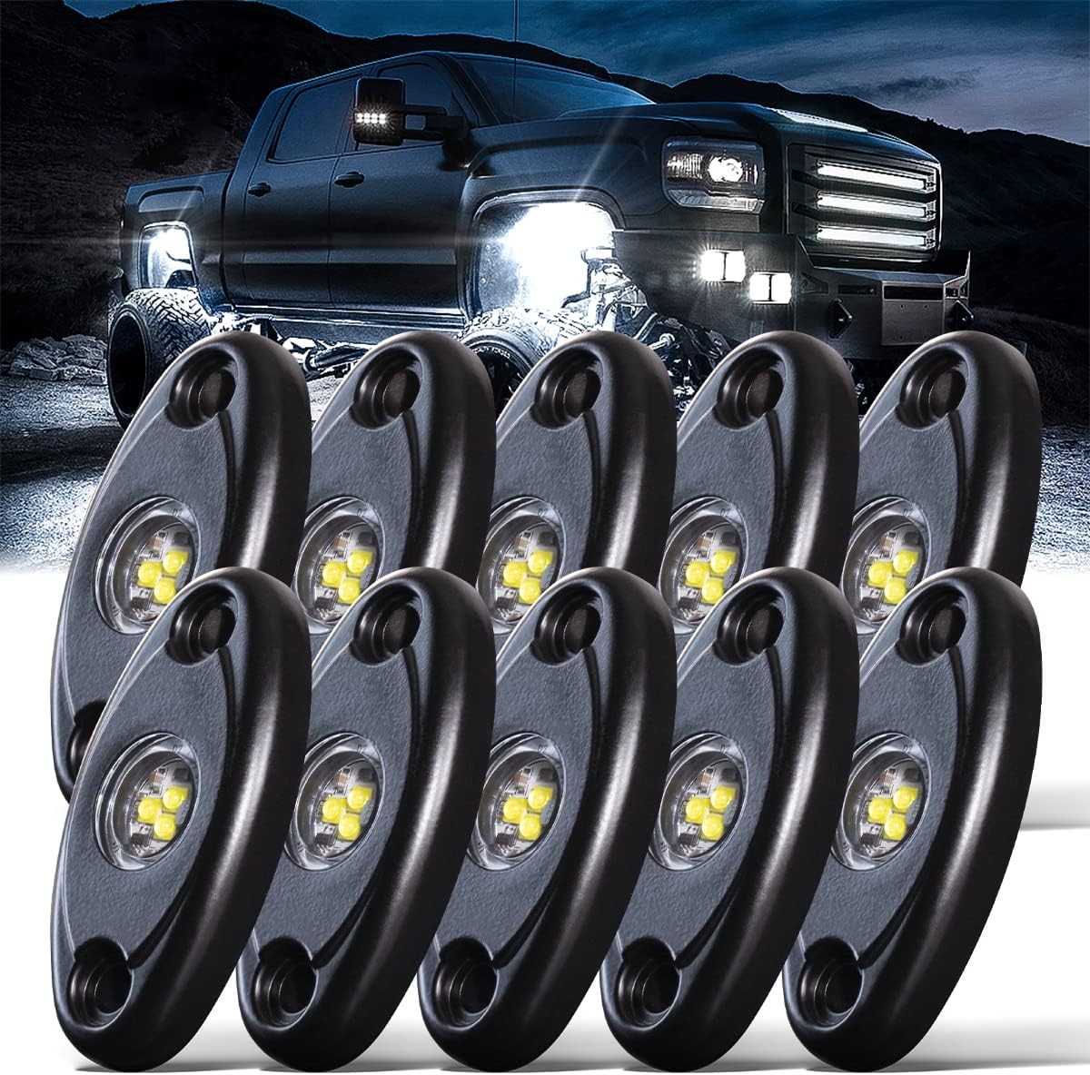 LED Rock Lights 10PCS White for Off Road Truck -White-10PCS