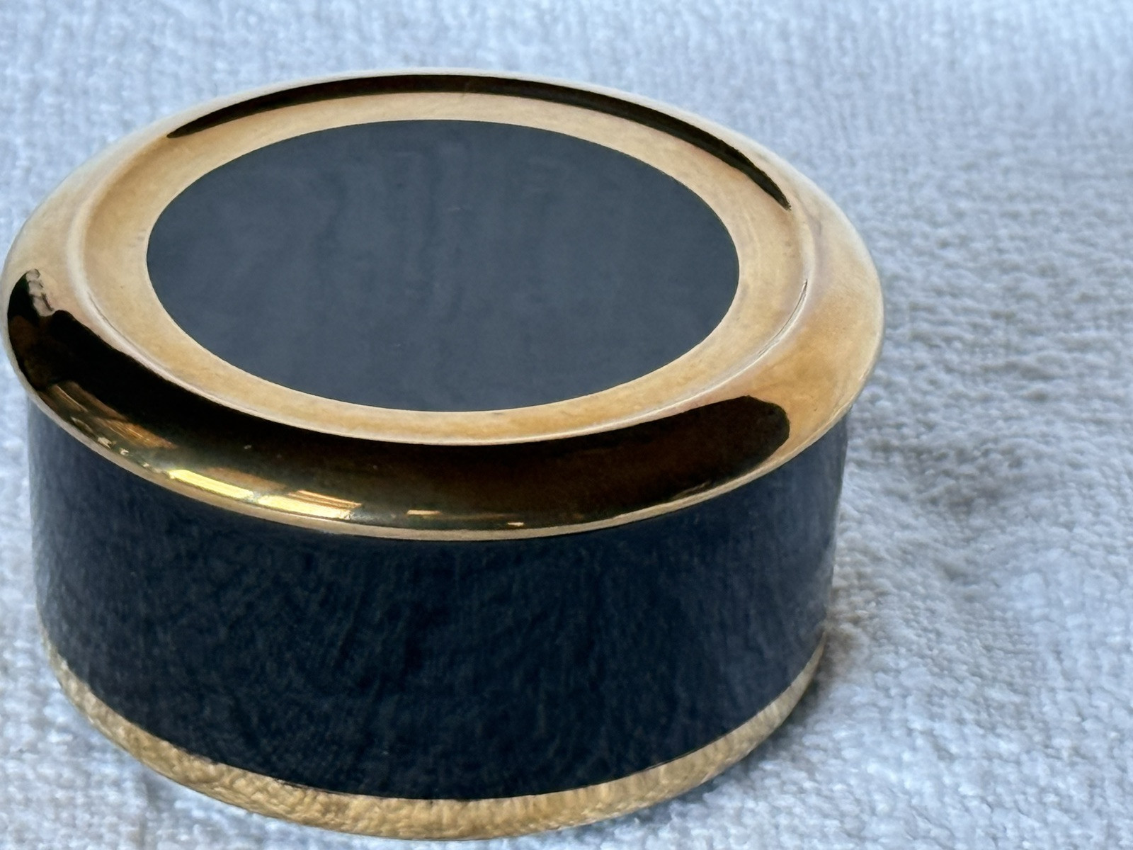 Chokin Glazed Ceramic Black & Gold Trim Lidded Trinket Boxes Jars Ceramic