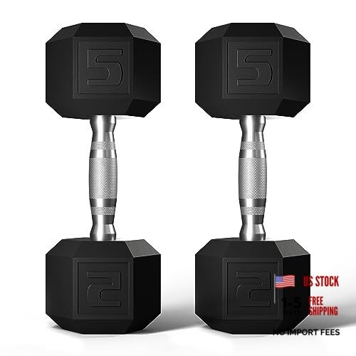 Hex Dumbbells Set Rubber Coated Hand Weights Exercise & Fitness for Home Gym