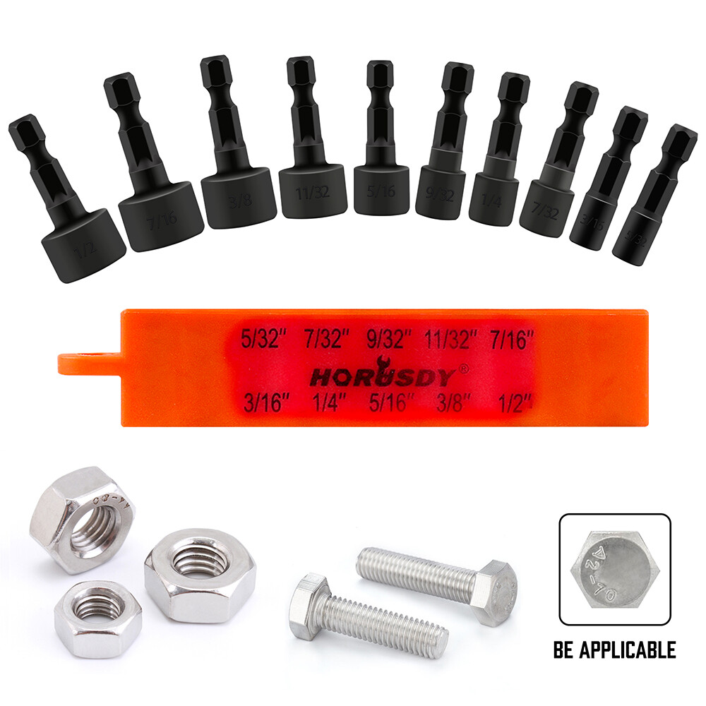 22PCS Power Nut Driver Bit Set Quick Change MM & SAE Impact 1/4" Hex Shank