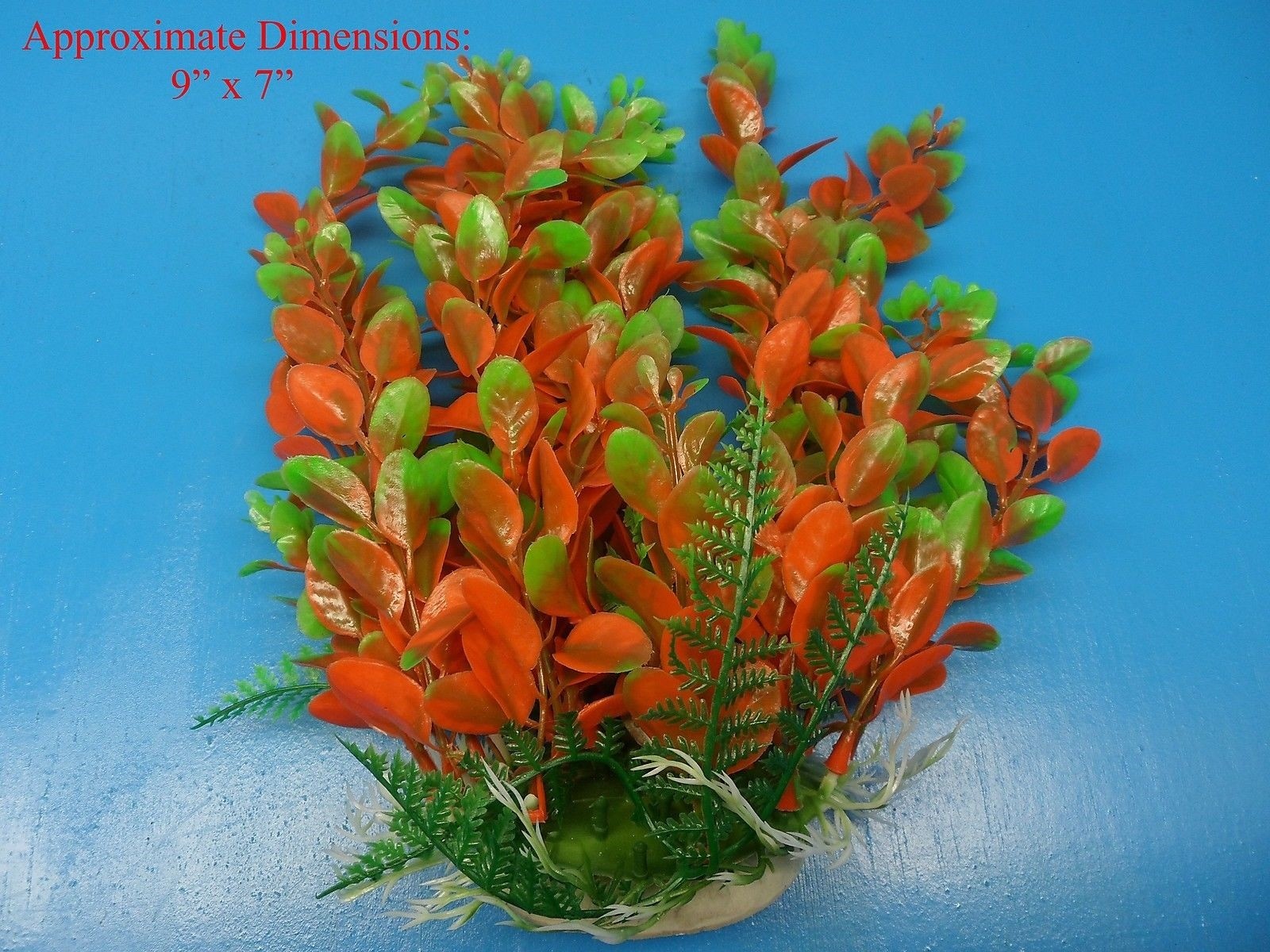 PLASTIC PLANT W HEAVY BASE 97281 9" H x 7" AQUARIUM DECORATION