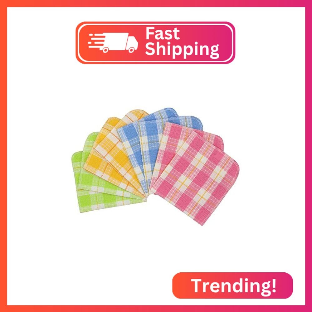 Mia'sDream Cleaning Dish Rags, 8 Pack Dish Cloths, Multi Colors,13"x13"